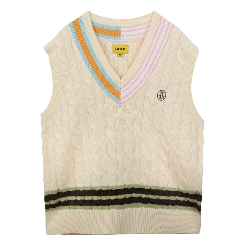 Golf Wang Grand Logo Cricket Sweater Vest – Medium - Cream